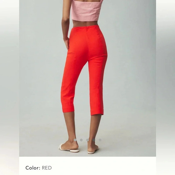 NWT new Anthropologie maeve structured bombshell capris pants red 6 orange - Picture 2 of 15